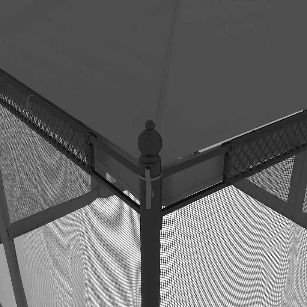 Pavillon mit Netzwänden Creme 2,93x2,93 m Stahl