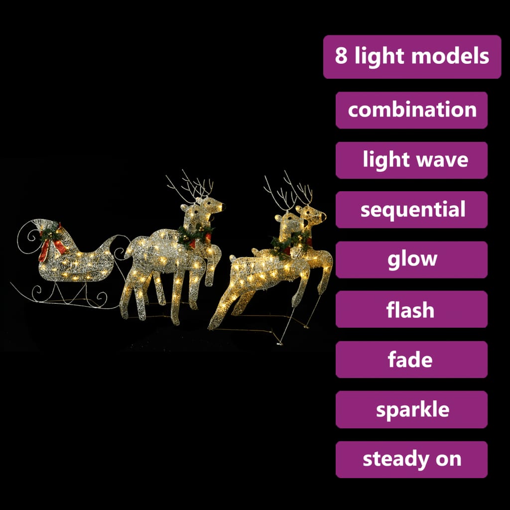 Weihnachtsdeko Rentier & Schlitten 60 LEDs Outdoor Golden