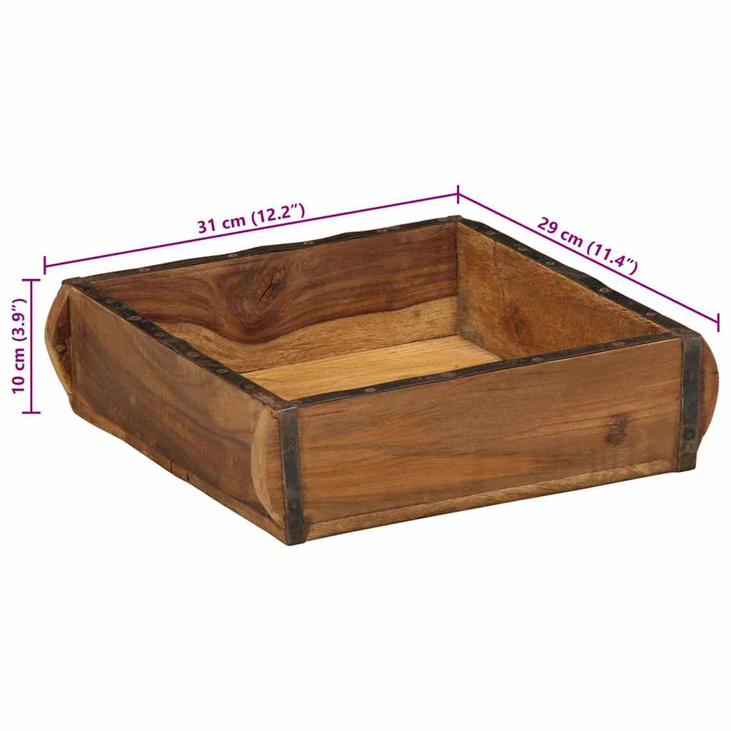 Tablett Braun 30 x 15 x 9 cm Massives upgecyceltes Holz