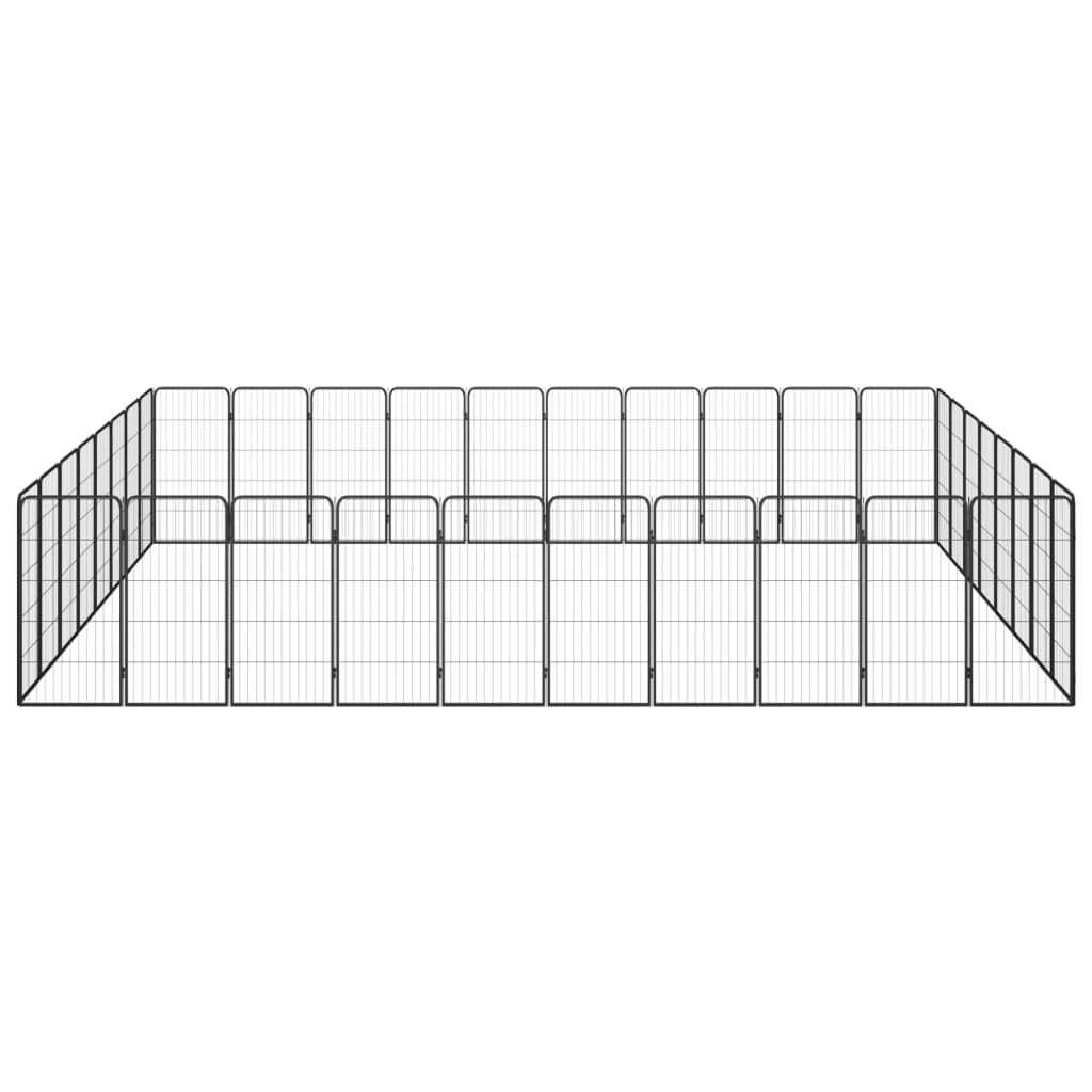 4-tlg. Hundelaufstall Schwarz 50x100cm Stahl Pulverbeschichtung
