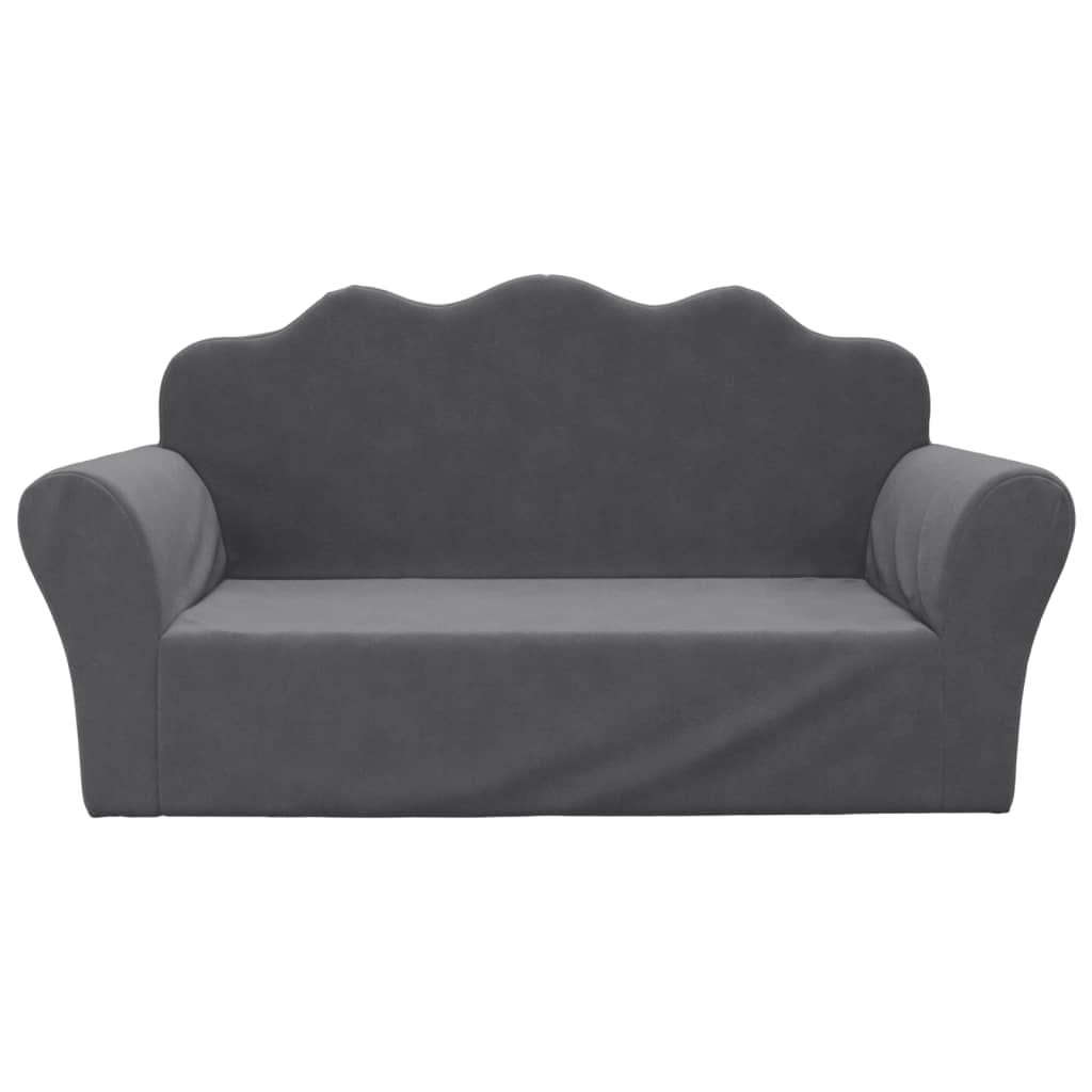 Kindersofa Hellgrau mit Sternen Weich Plüsch