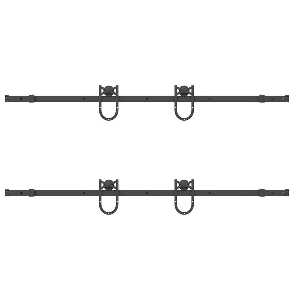 Schiebetürbeschlag-Set 366 cm Stahl Schwarz