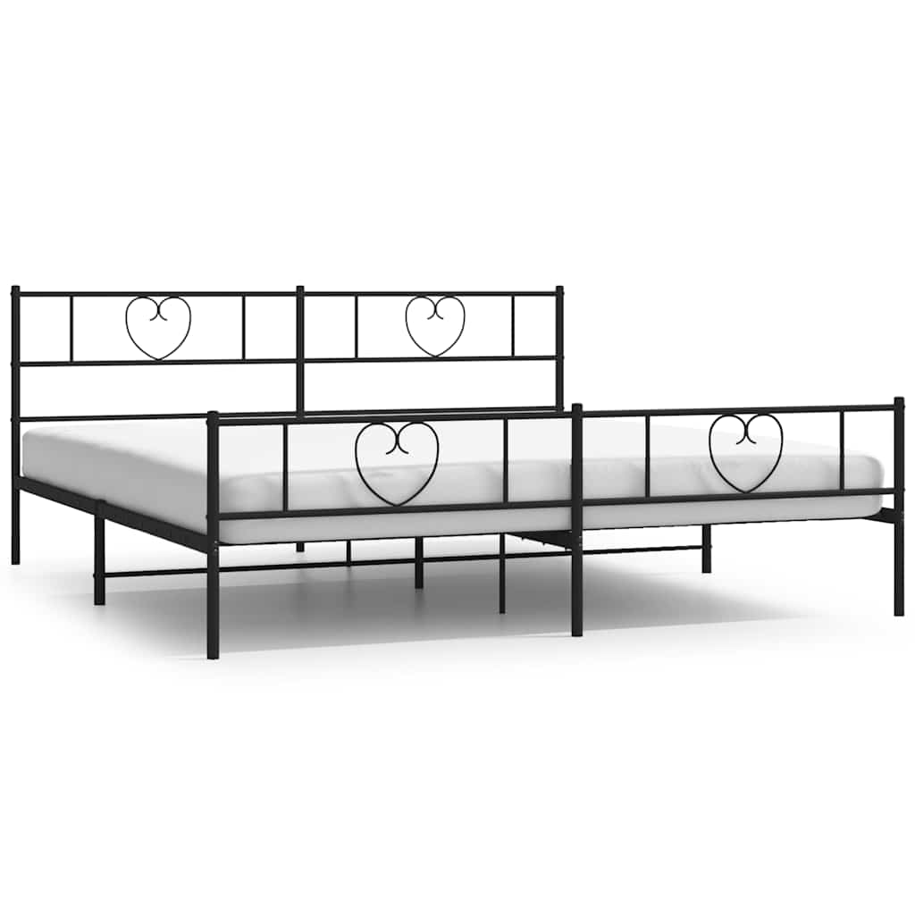 Bettgestell mit Kopfteil Metall Schwarz 100x190 cm