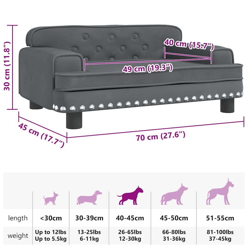 Hundebett Rosa 90x53x30 cm Samt