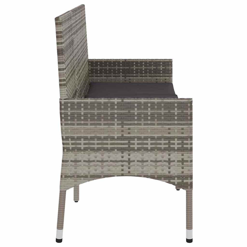 Gartenbank 3-Sitzer mit Kissen Schwarz Poly Rattan