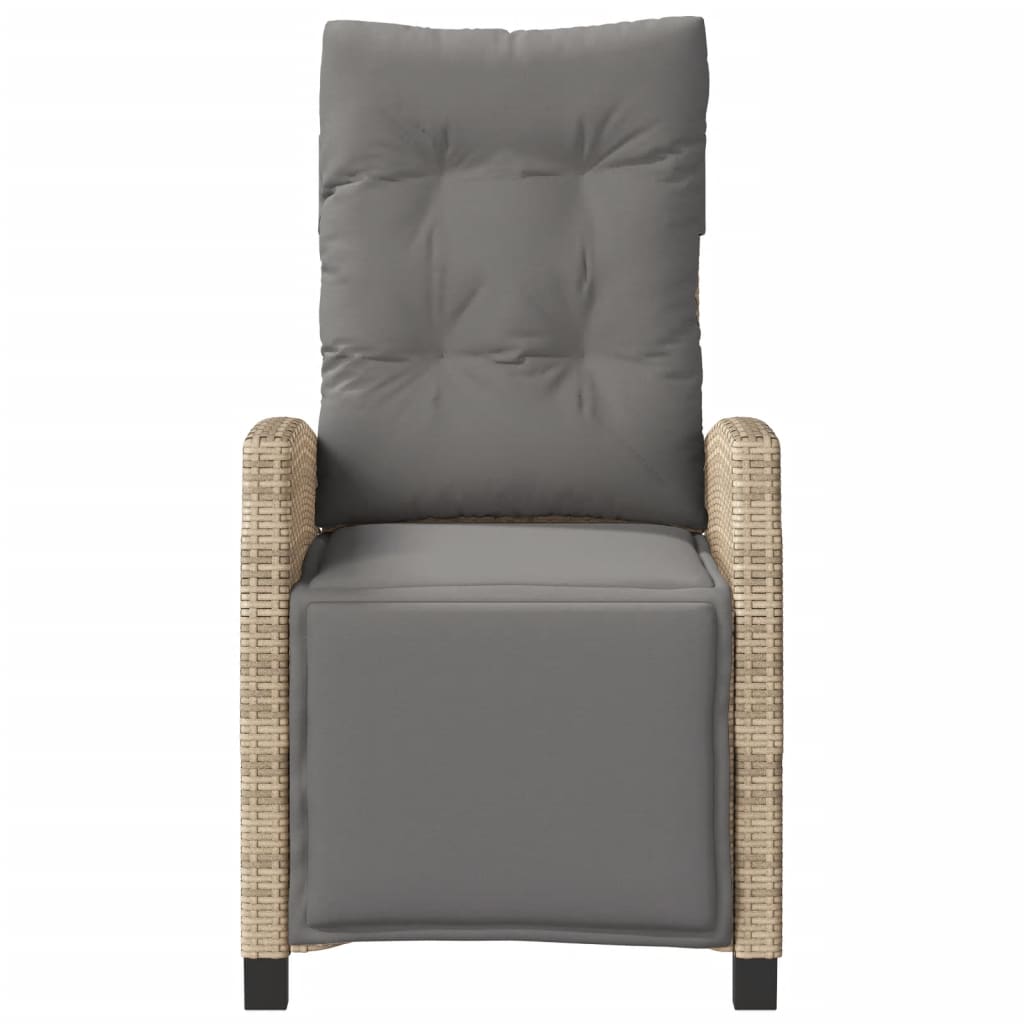 Gartensessel Verstellbar mit Kissen Schwarz Poly Rattan