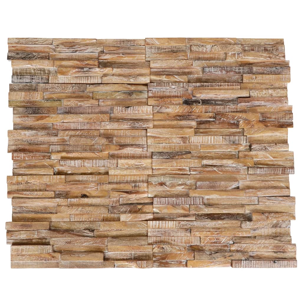 3D-Wandverkleidung 10 Stk. 1,01 m² Massivholz Teak