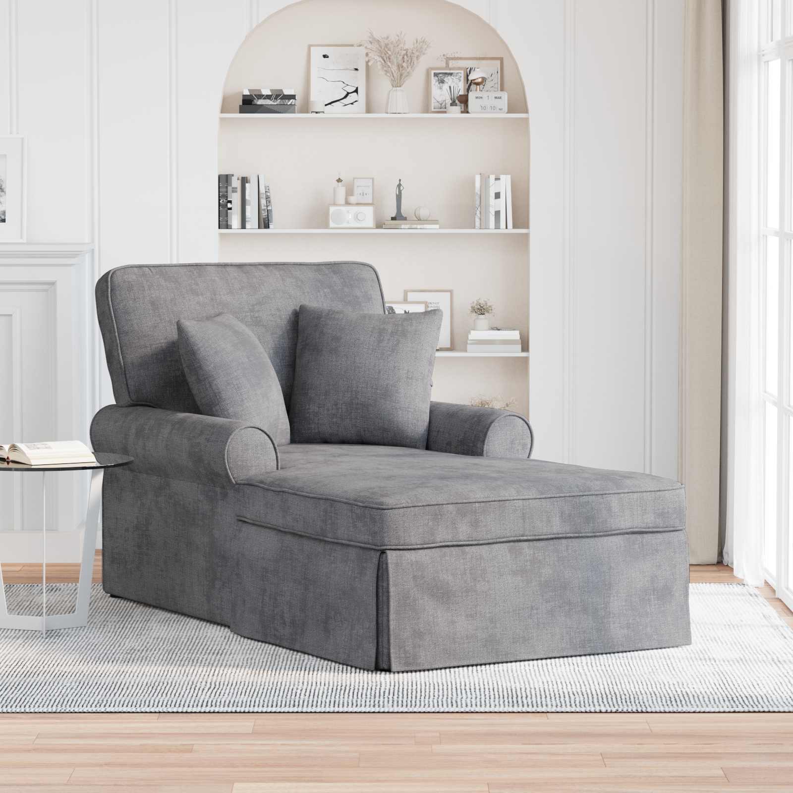 Chaise Lounge mit Rock mit Kissen Creme 157 x 91 x 91 cm ARES