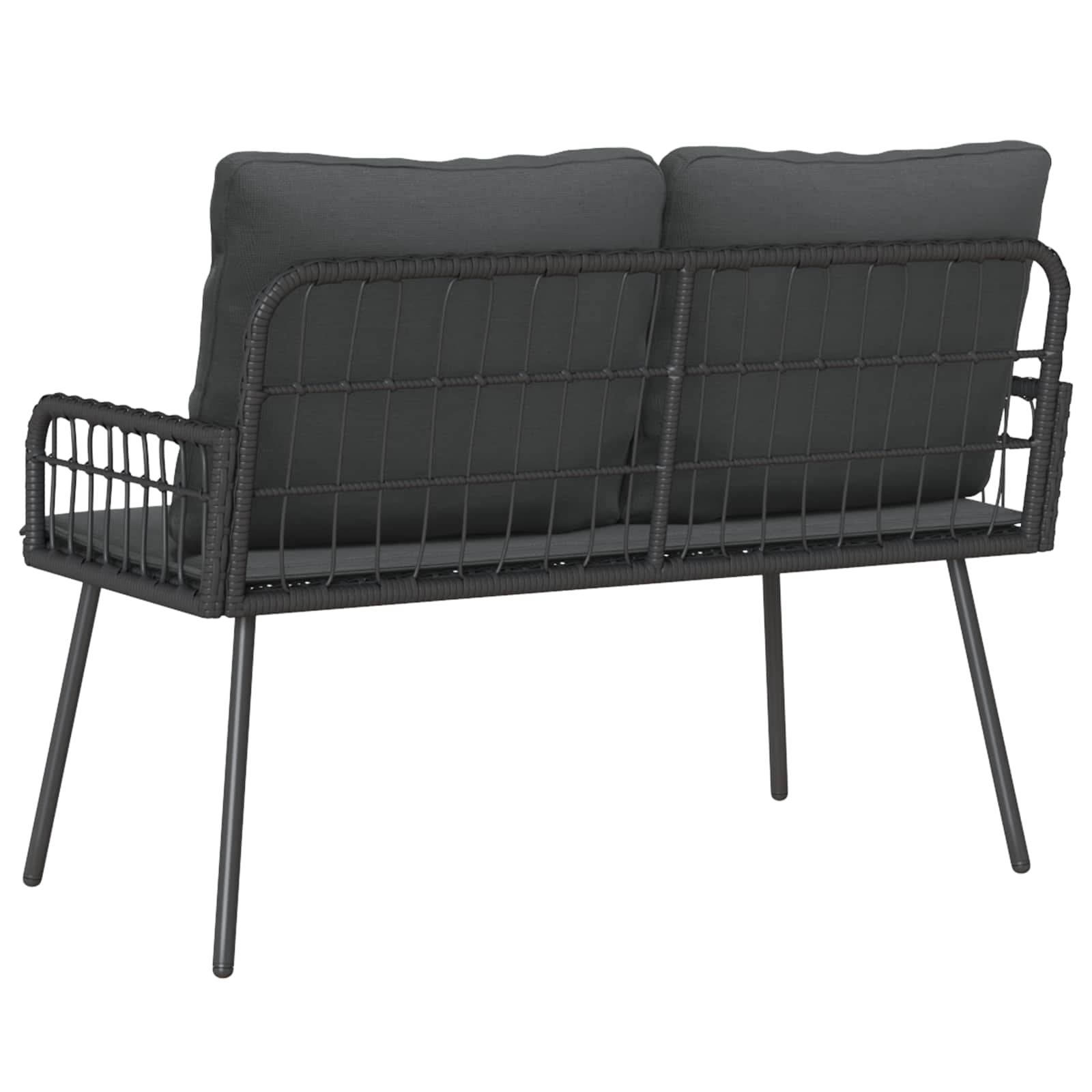 Gartensessel mit Kissen Schwarz Poly Rattan