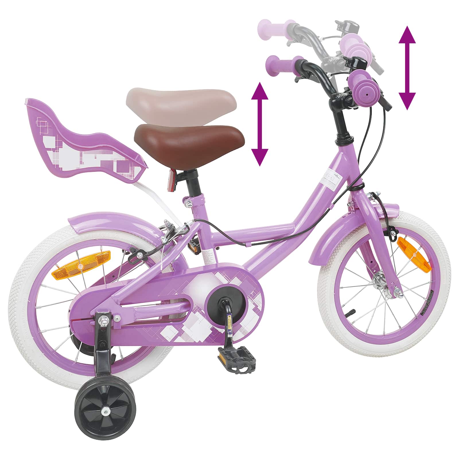 Kinderfahrrad 12 Zoll für 2-4 Jahre alt Hellrosa