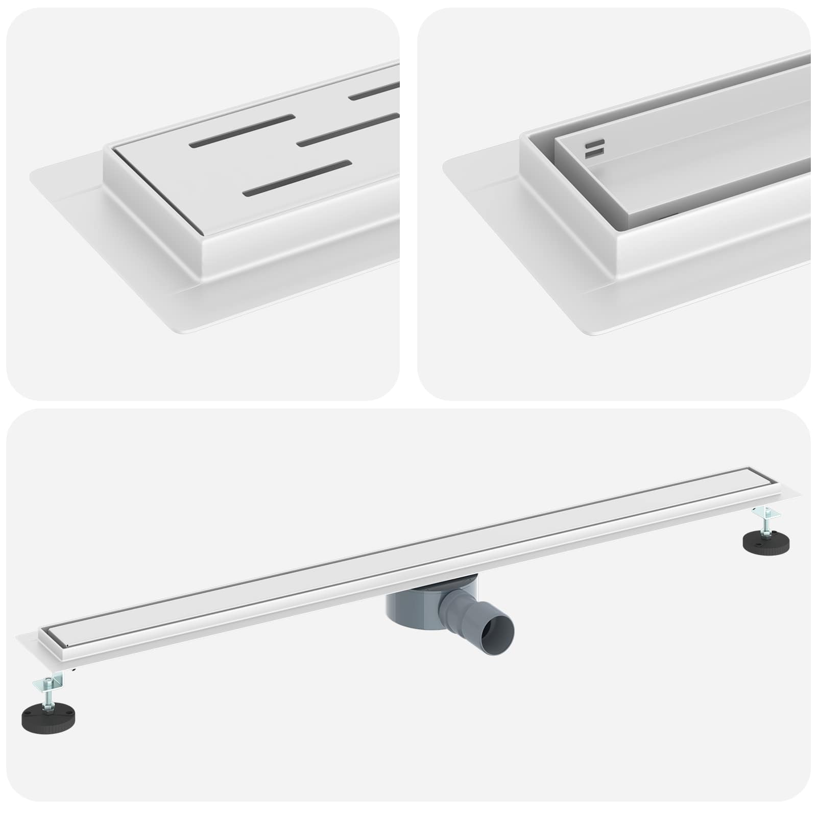 Duschablauf 2-in-1 mit 360° Siphon Silber 54 x 11 x 9,5 cm