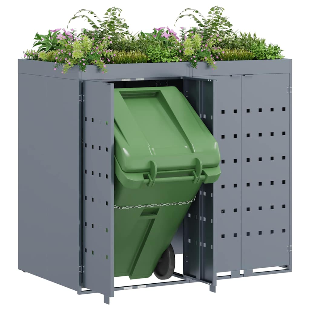 Mülltonnenbox für 2 Tonnen Schwarz 138x79x117 cm Stahl