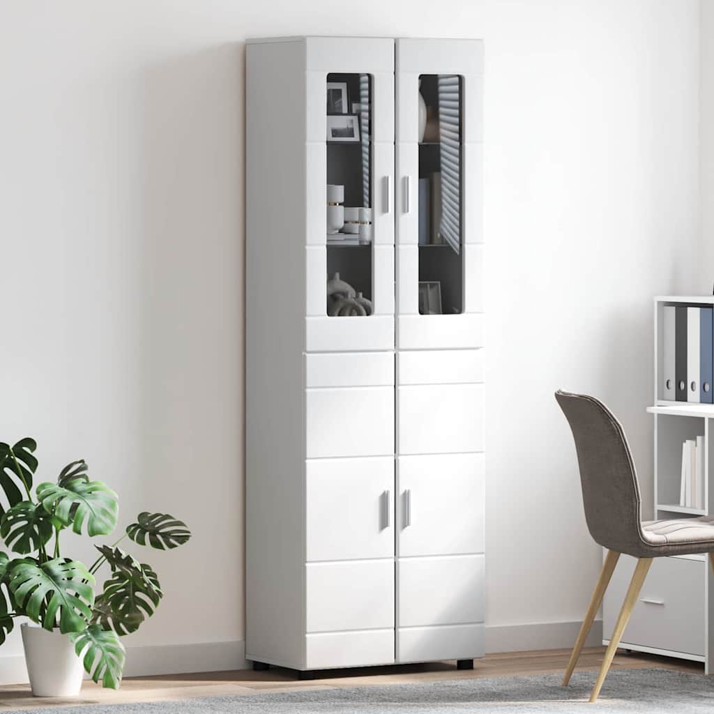 Highboard mit Regal FLORIN Weiß 60 x 35 x 182 cm Holzwerkstoff