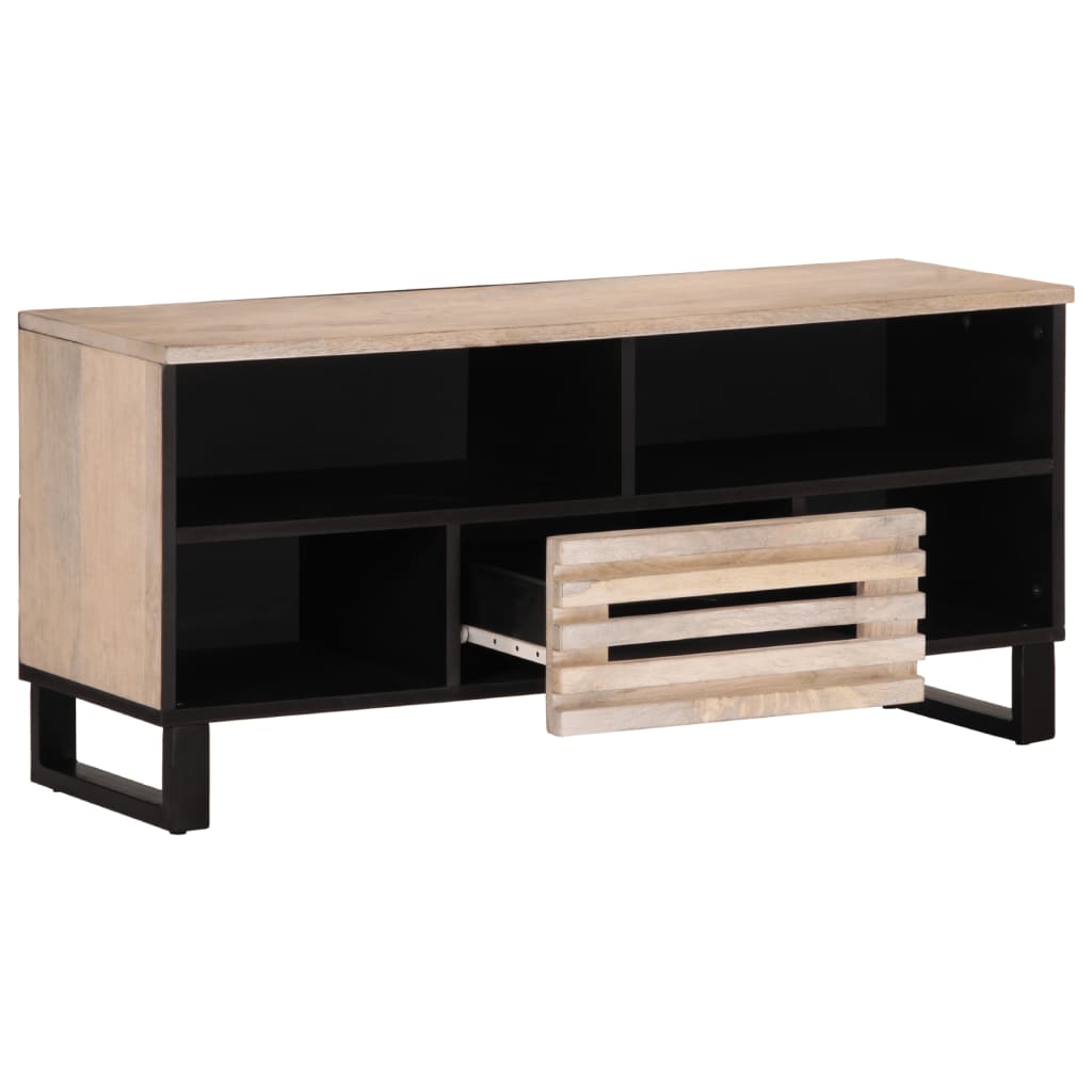 TV-Schrank 100x34x46 cm Raues Massives Mangoholz