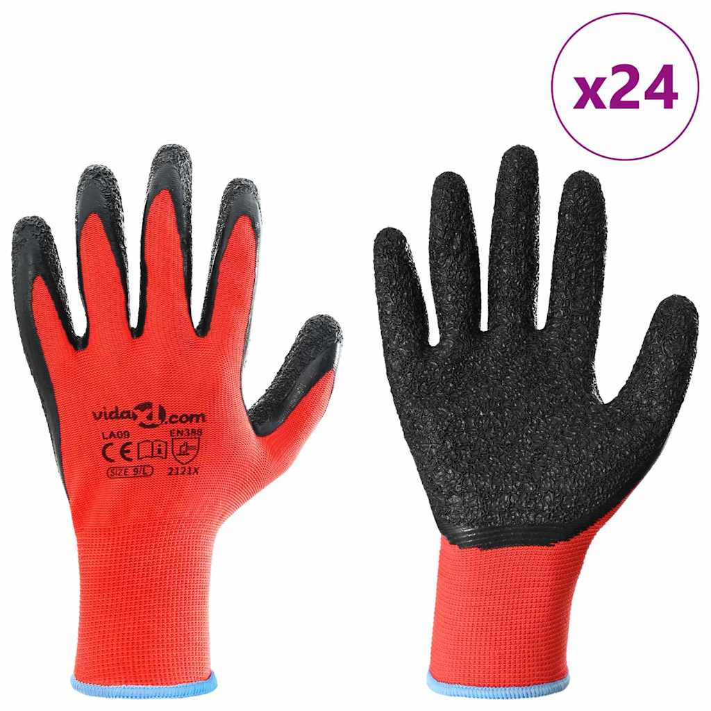 Arbeitshandschuhe 12 pcs Rot und Schwarz 7 / S Latexbeschichtung