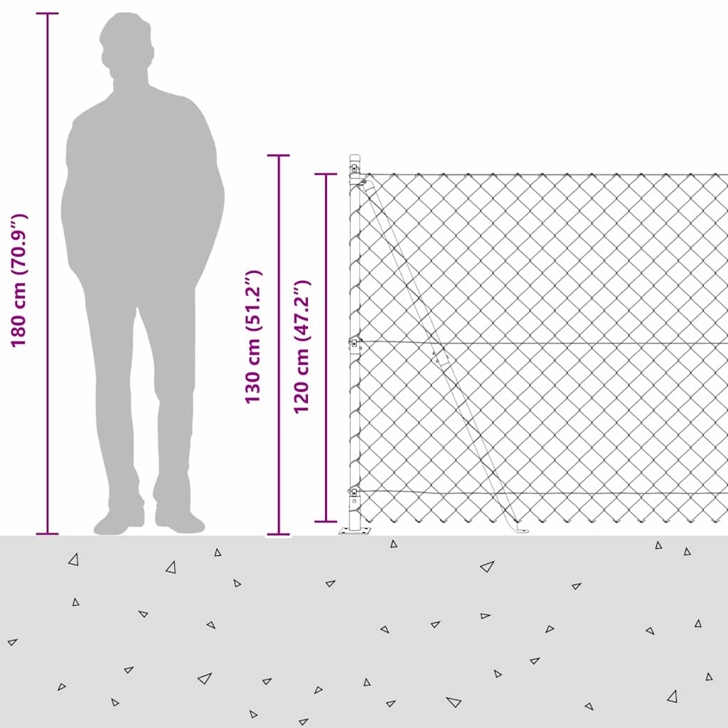Outdoor Kettenglied-Zaun Erdfixierung 10 x 0,4 m Grün Netz