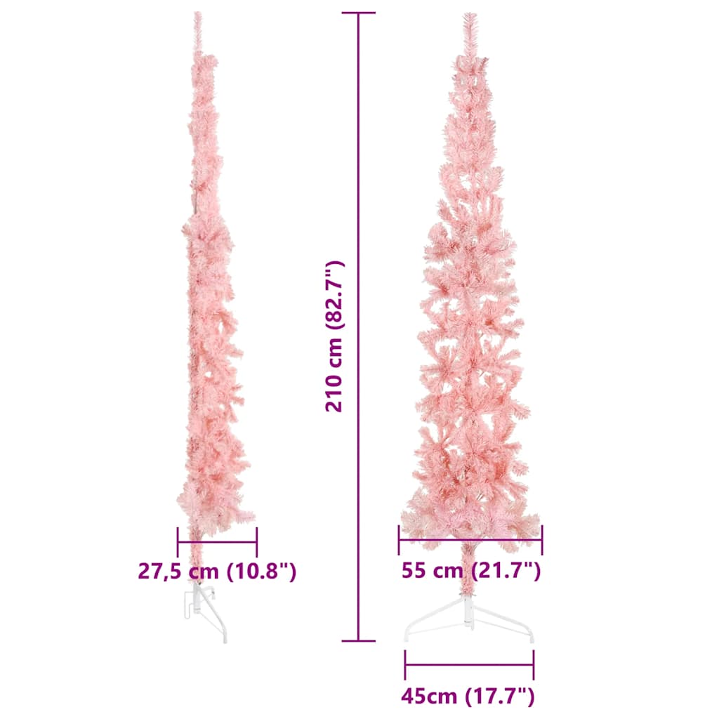 Künstlicher Halb-Weihnachtsbaum mit Ständer Schlank Weiß 180 cm