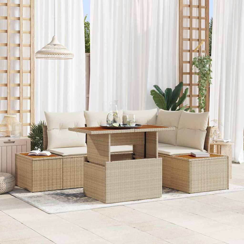 Garten Essgruppe mit Kissen 5 pcs Schwarz und Beige