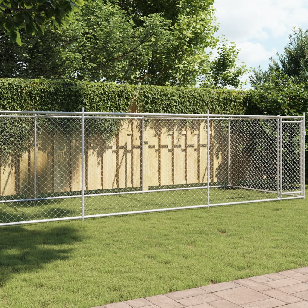 Hundezwinger mit Tür Grau 2x2x1,5 m Verzinkter Stahl