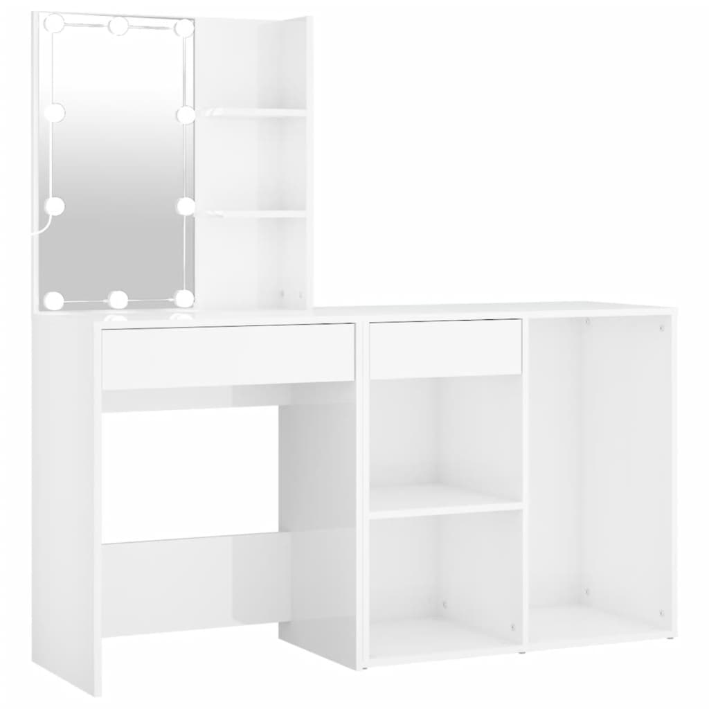LED-Schminktisch mit Schrank Weiß Holzwerkstoff