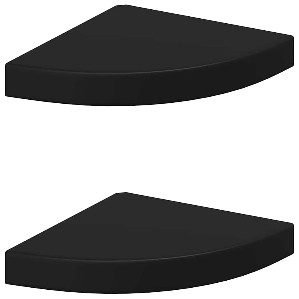 Schwebende Eckregale 2 Stk. Hochglanz-Weiß 25x25x3,8 cm MDF