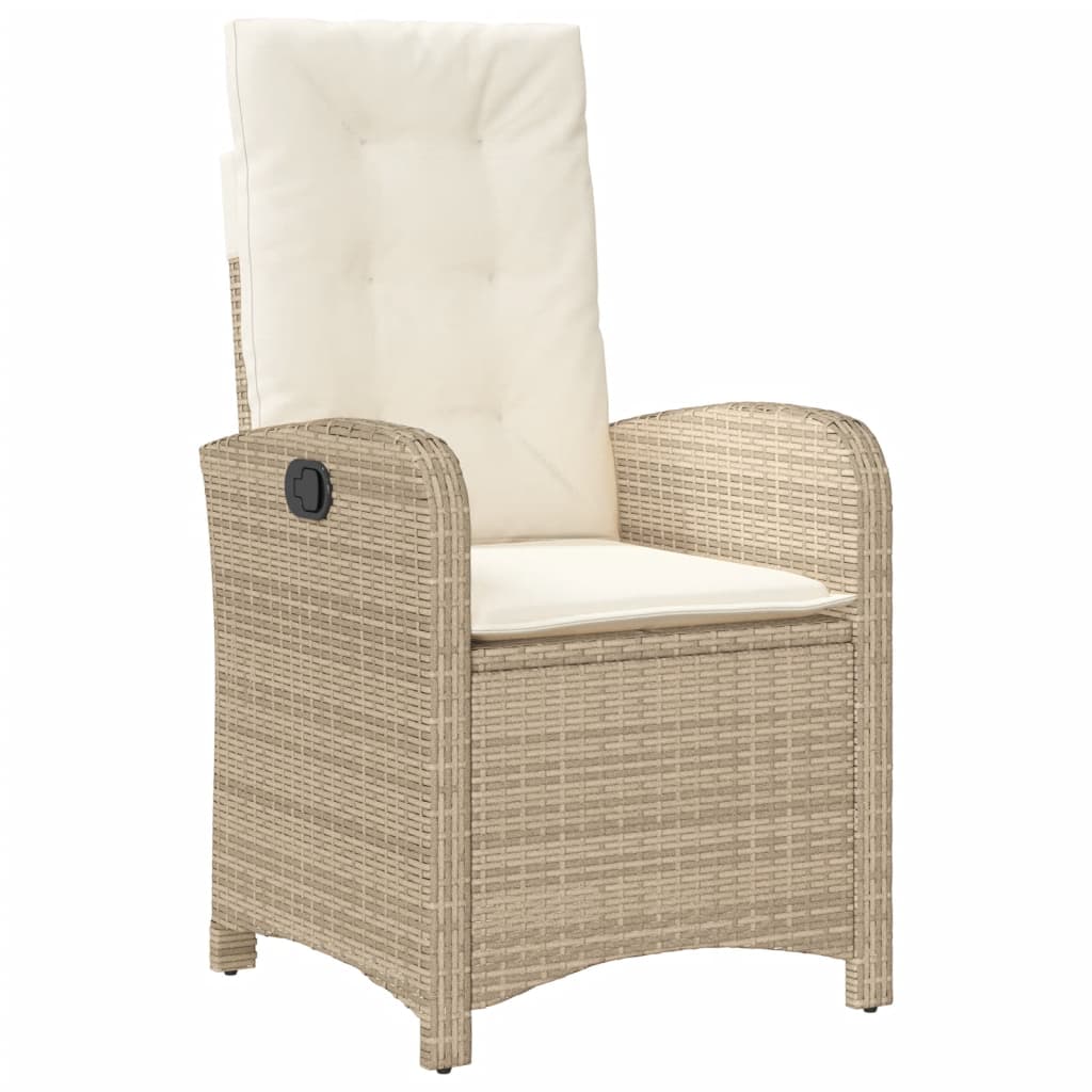 Gartensessel Verstellbar mit Kissen Schwarz Poly Rattan