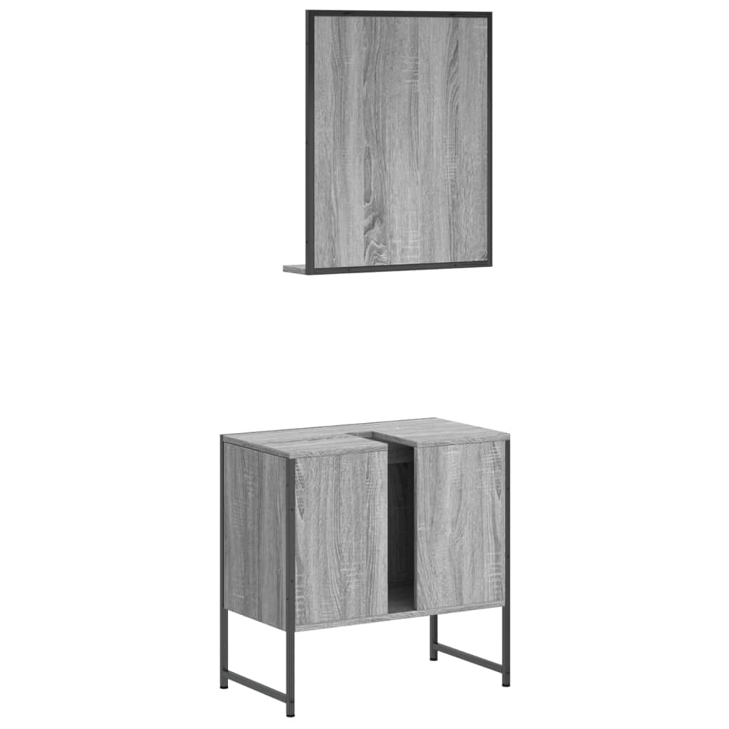 2-tlg. Badmöbel-Set Räuchereiche Holzwerkstoff