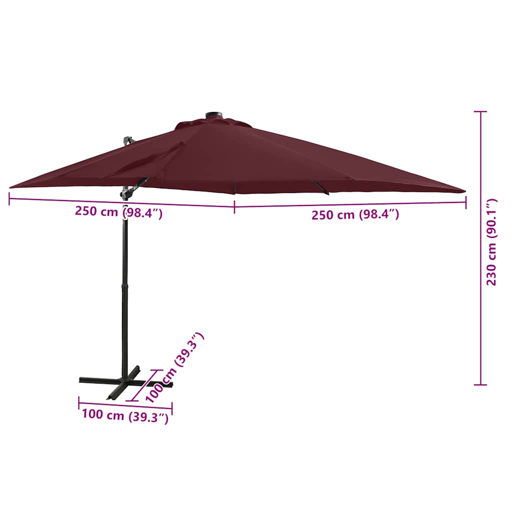 Ampelschirm mit LED-Beleuchtung 250 cm Anthrazit