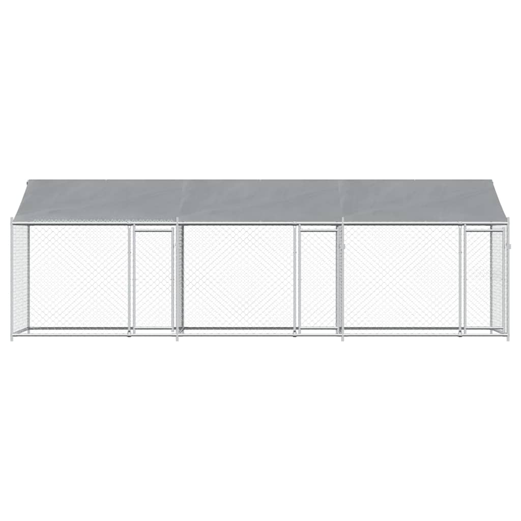 Hundezwinger mit Dach und Tür Grau 2x2x2 m Verzinkter Stahl