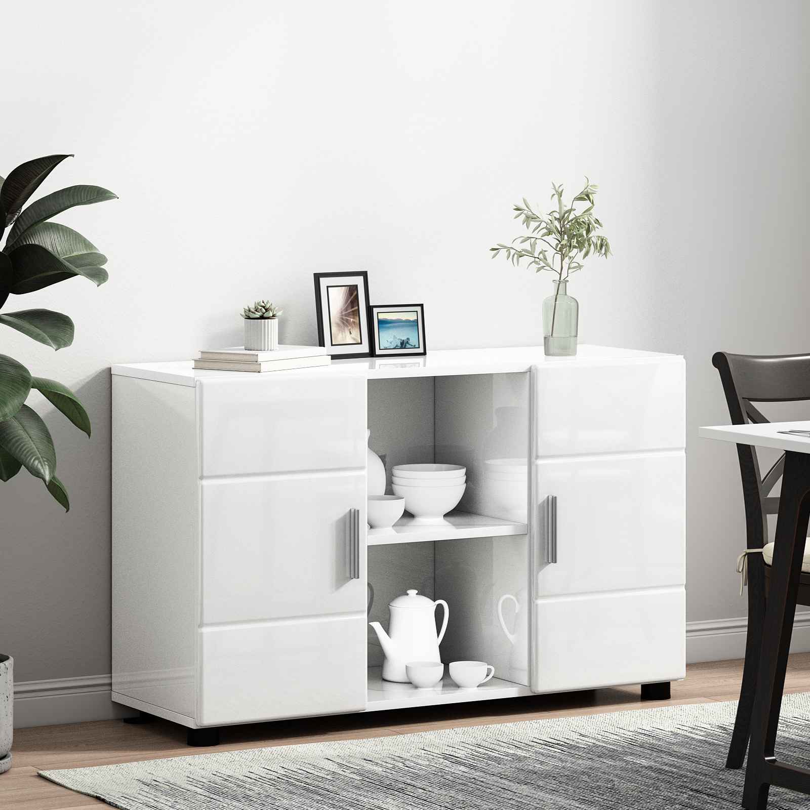 Highboard mit Regal FLORIN Weiß 60 x 35 x 182 cm Holzwerkstoff