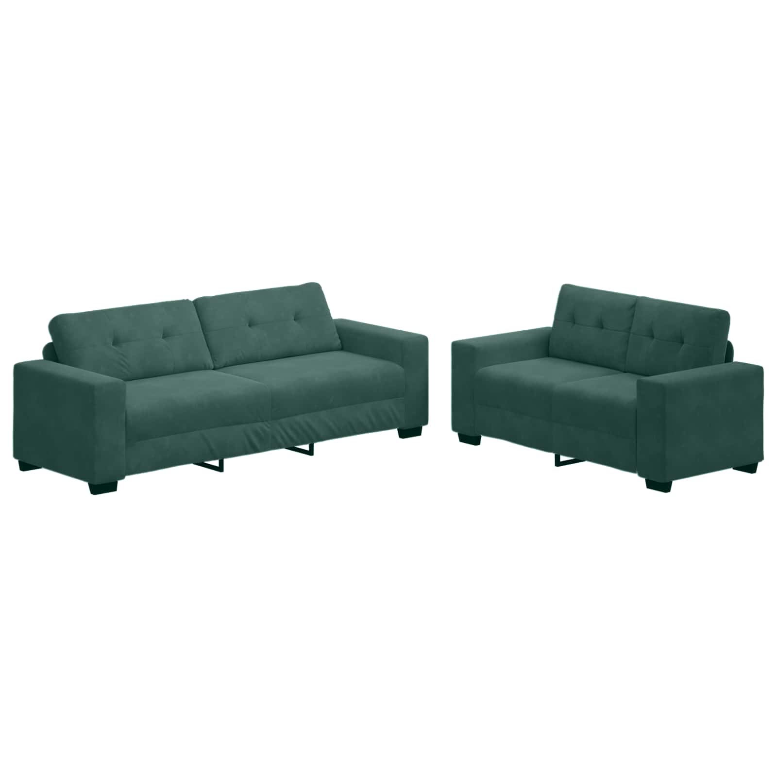 2-teiliges Sofa-Set mit Kissen, hellgrauer Samt