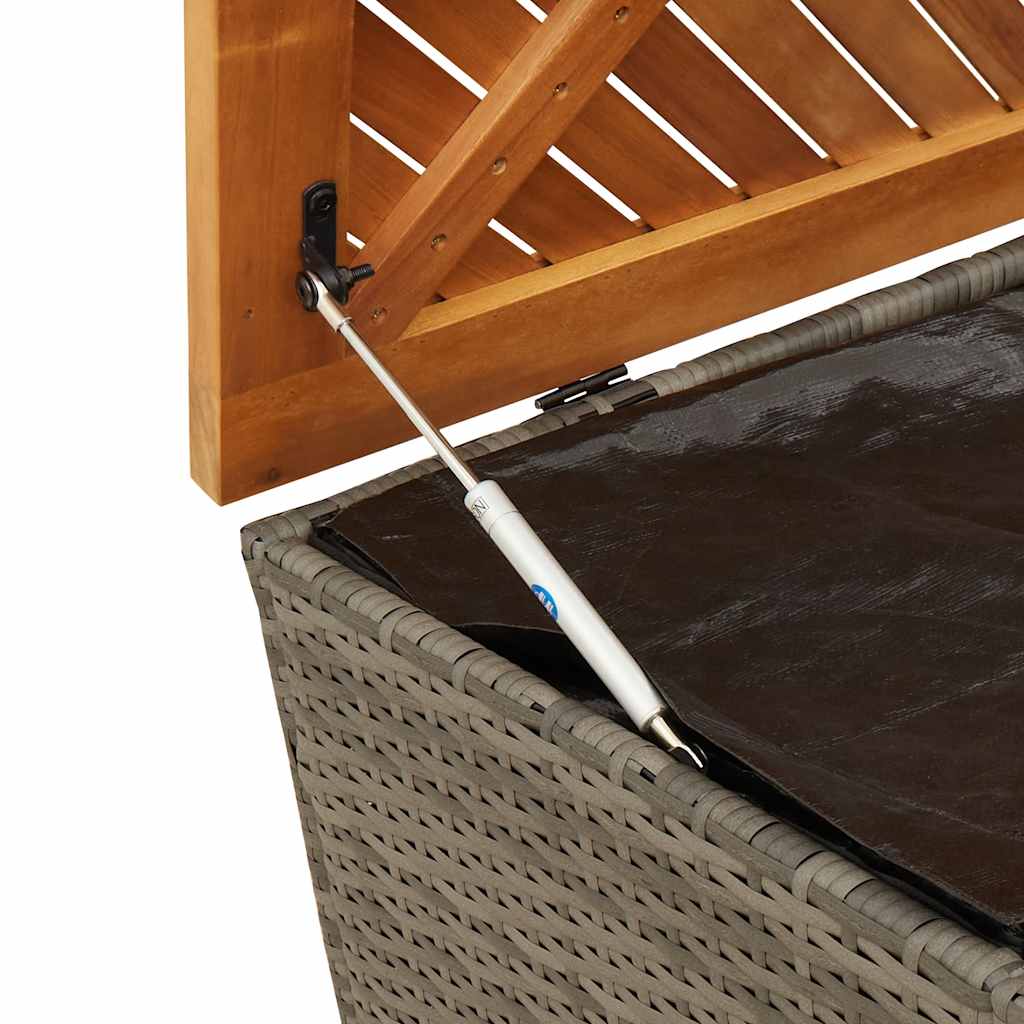 Gartentruhe Schwarz 110x50x54 cm Poly Rattan Akazienholz