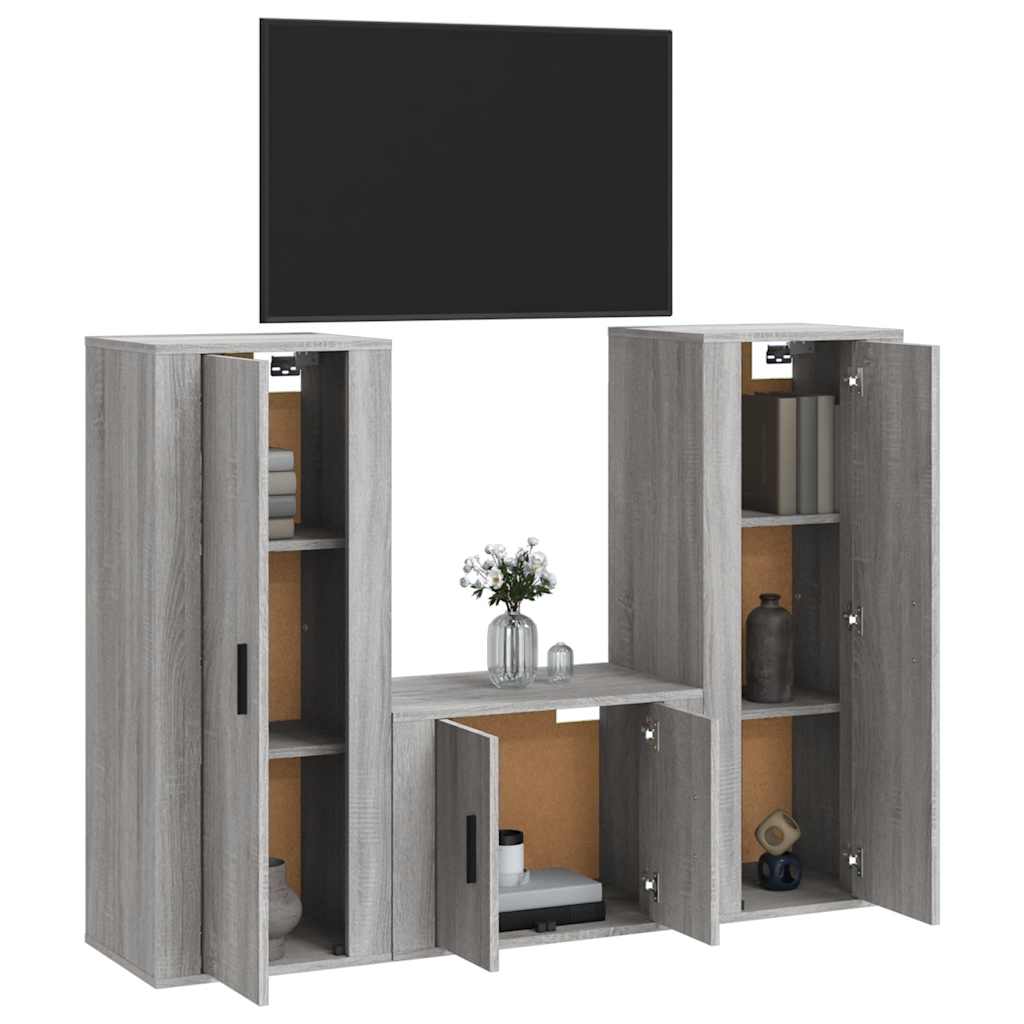 3-tlg. TV-Schrank-Set Weiß Holzwerkstoff