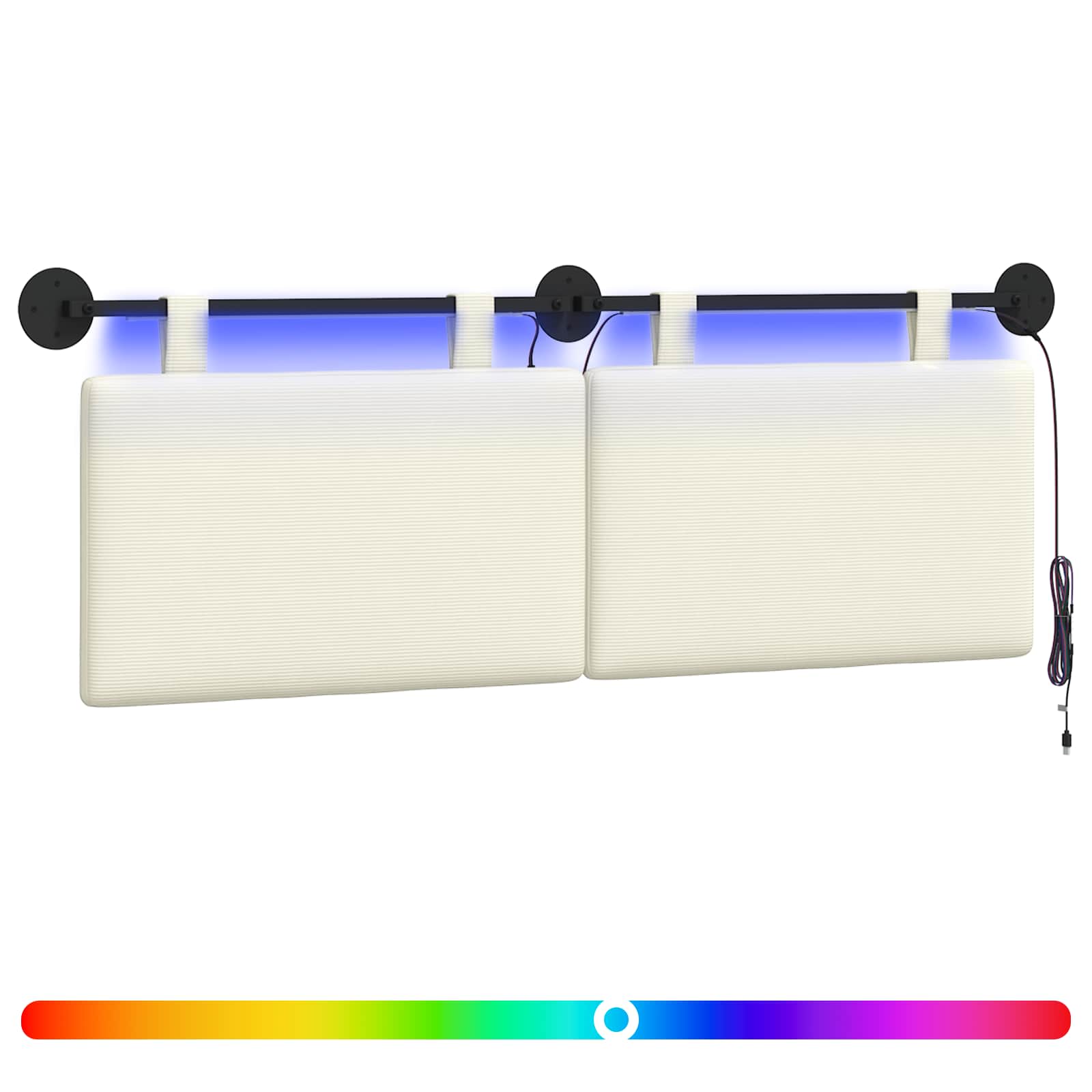 Hängendes Kopfteil Mit LED Licht Hellgrau Cordstoff
