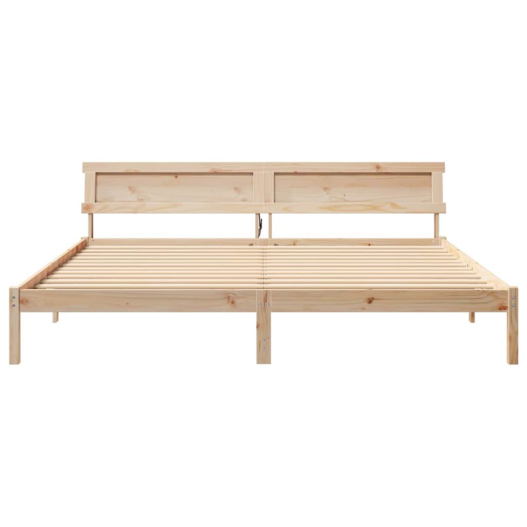 Bettgestell mit Kopfteil Braun 200 x 200 cm Massivholz Kiefer
