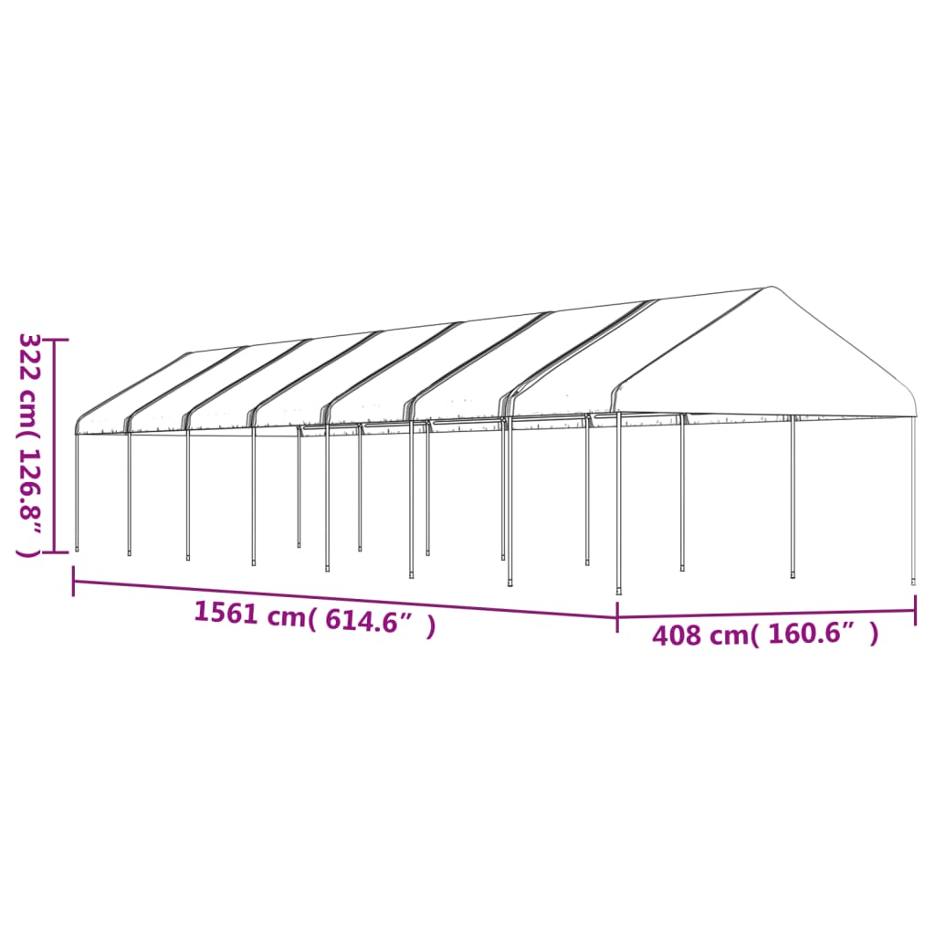 Pavillon mit Dach Weiß 4,46x4,08x3,22 m Polyethylen