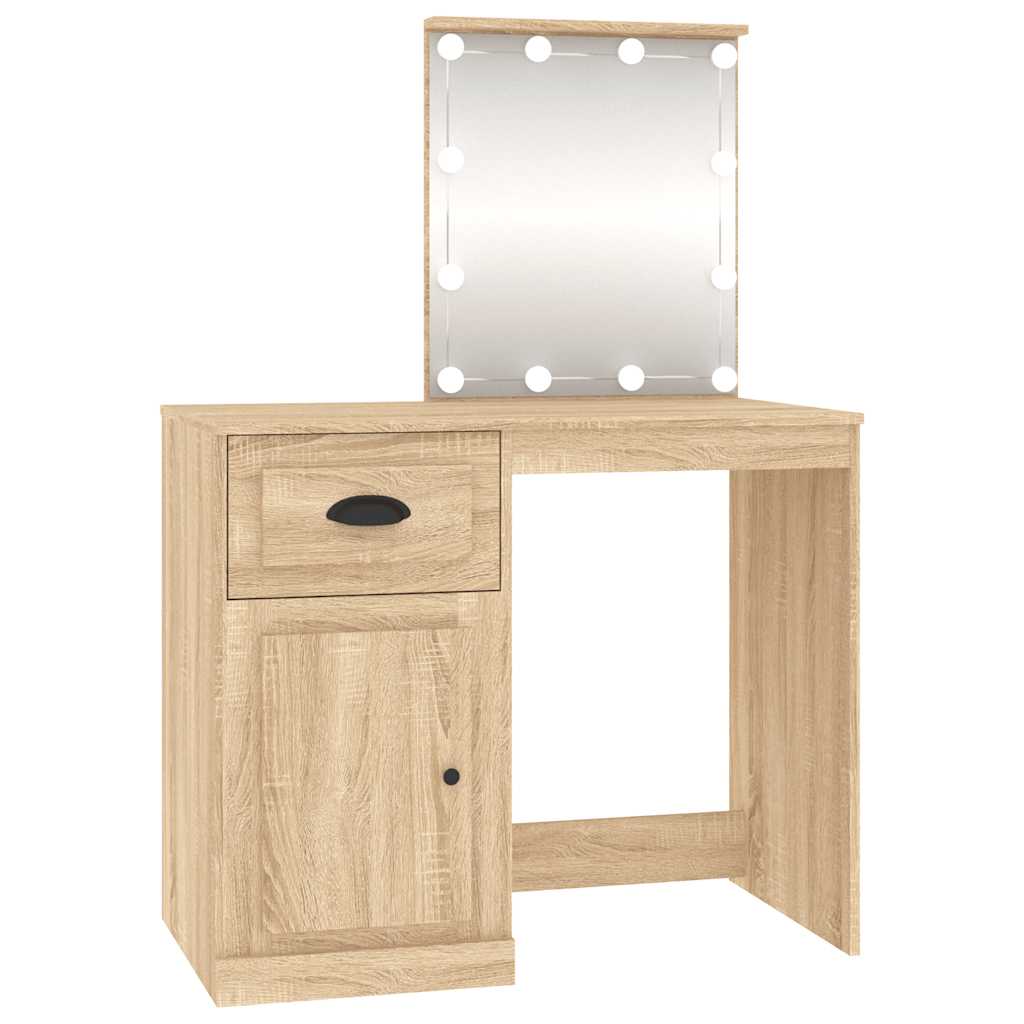 Schminktisch mit Spiegel Weiß 90x50x132,5 cm Holzwerkstoff