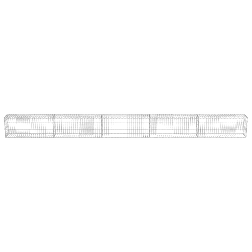 Gabionenwand mit Abdeckung Verzinkter Stahl 20×20×100 cm