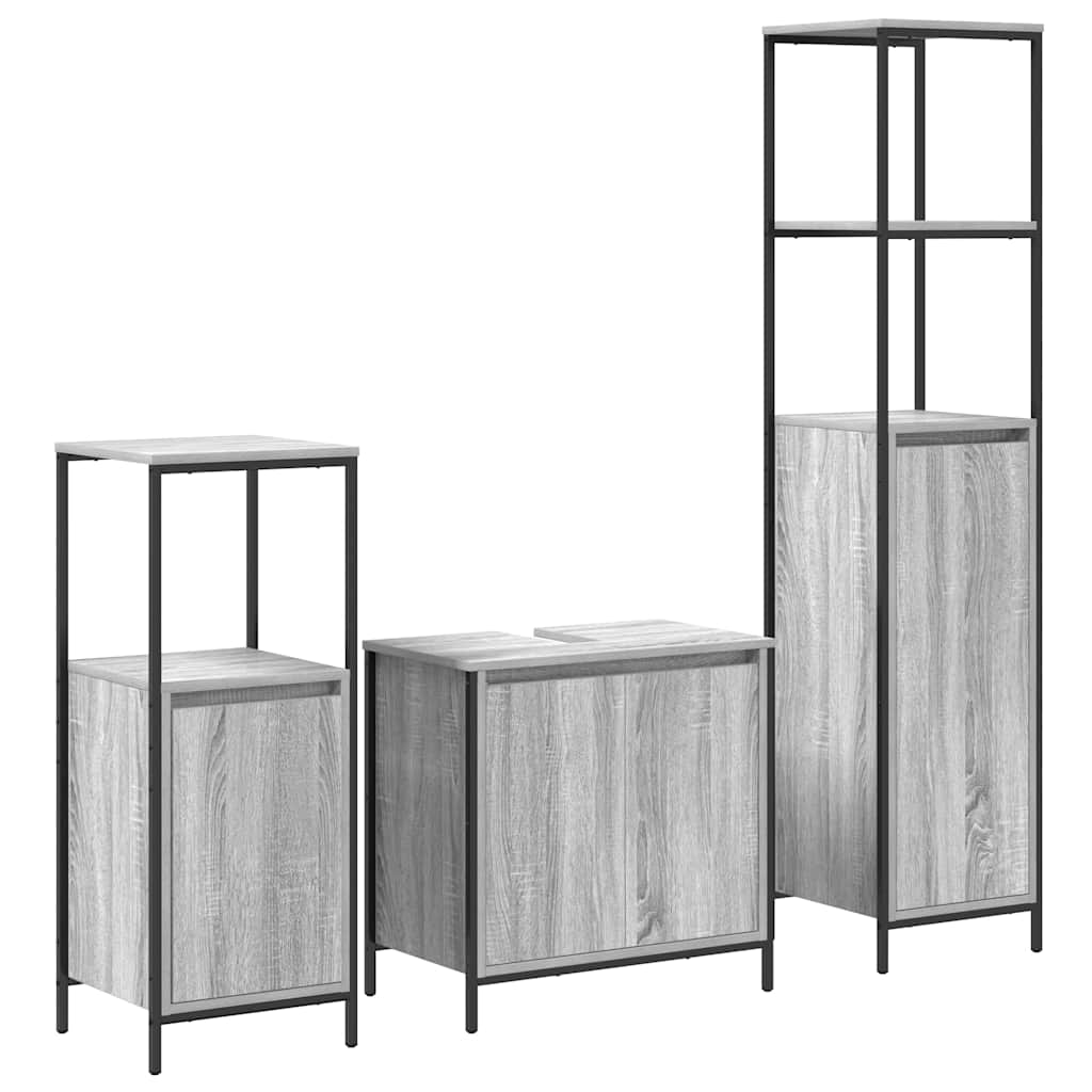 Badezimmermöbel-Set 5 pcs Schwarz Eichen-Optik Holzwerkstoff