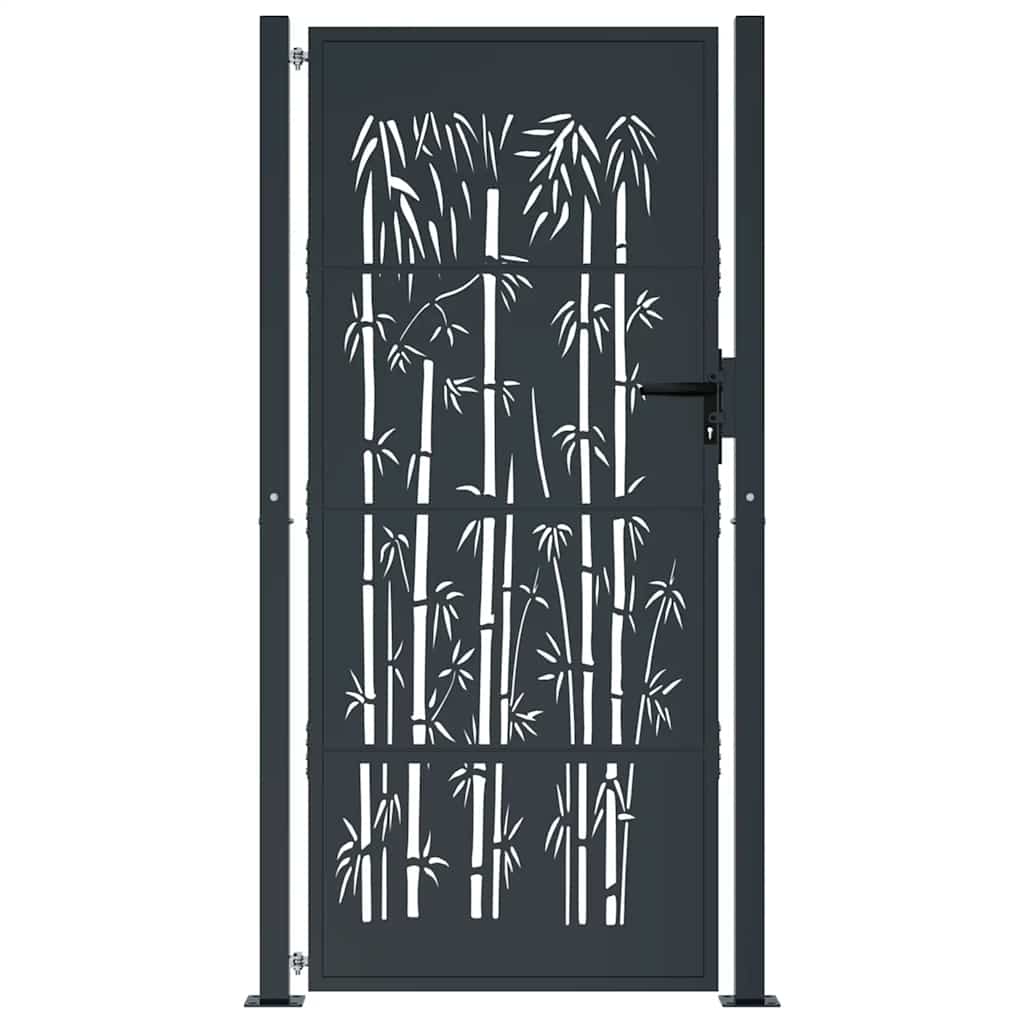 Gartentor Anthrazit 100x75 cm Stahl Bambus-Design