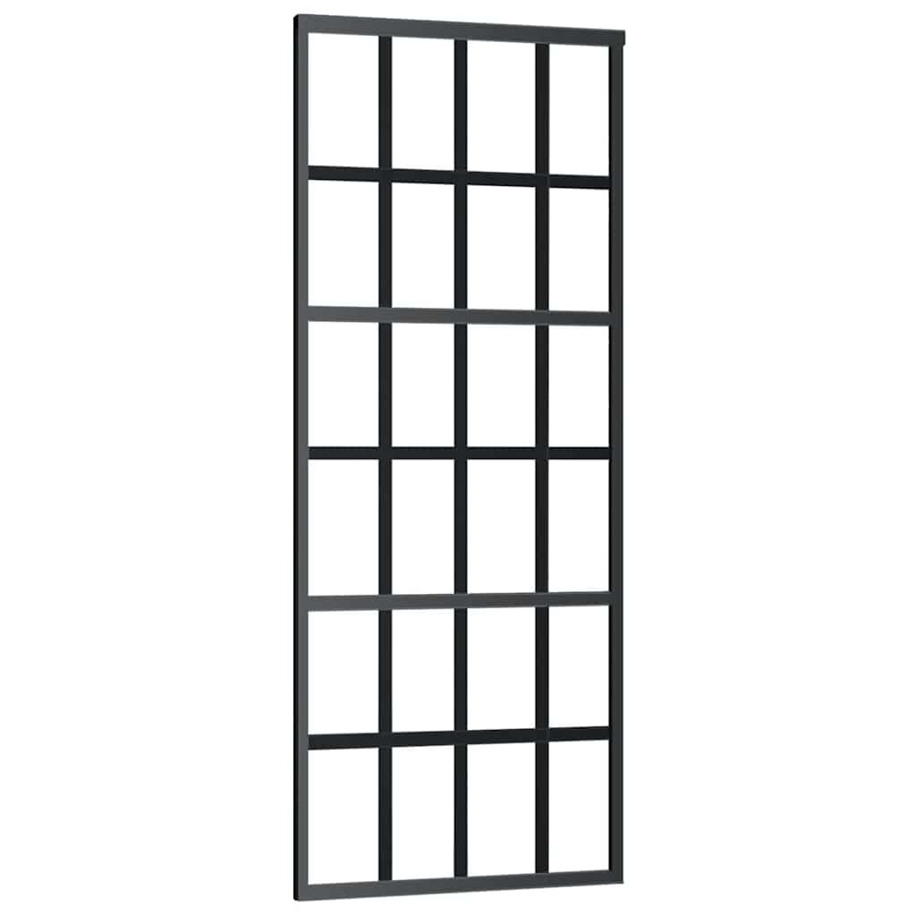 Schiebetür mit Beschlag Schwarz 76x205 cm ESG-Glas