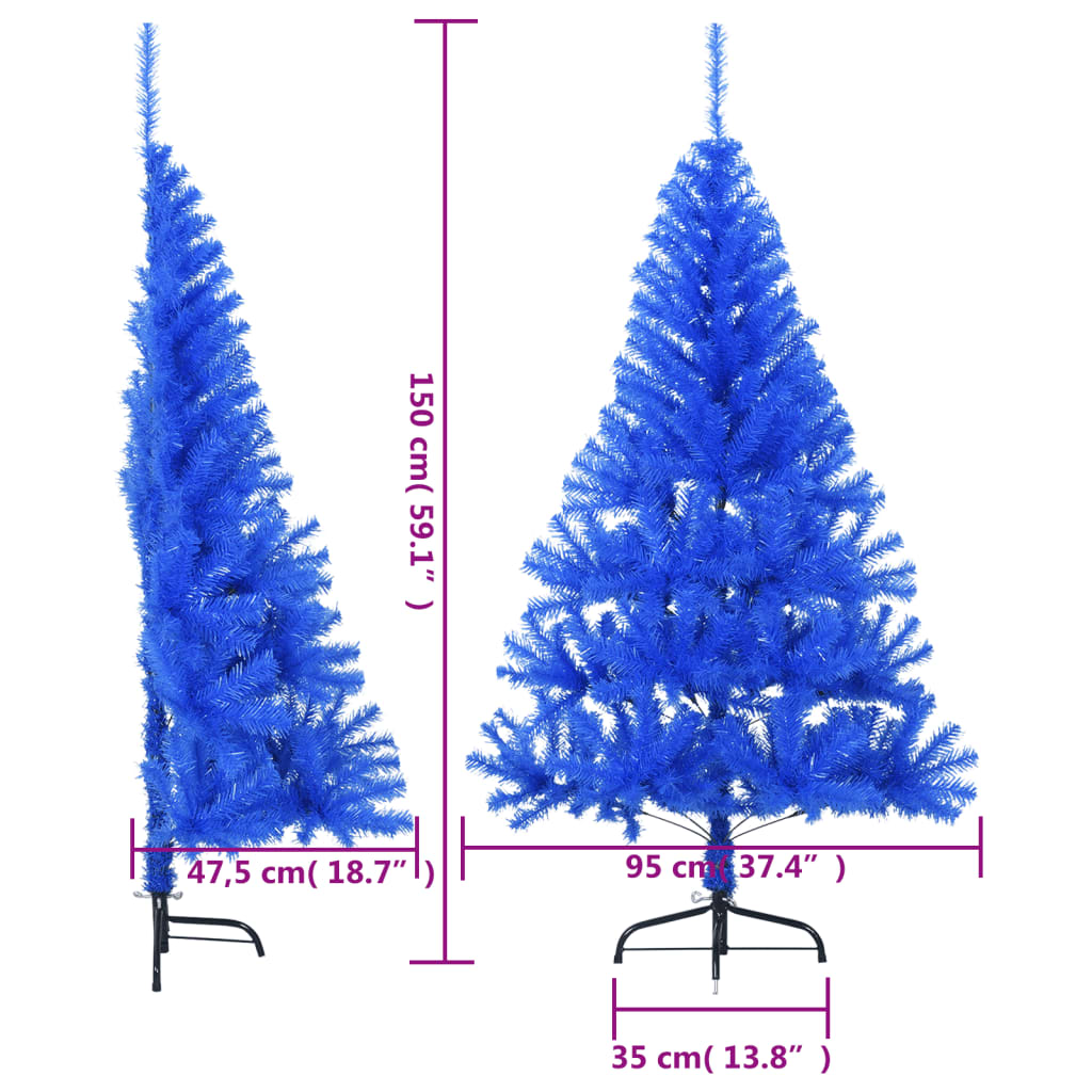 Künstlicher Halb-Weihnachtsbaum mit Ständer Grün 150 cm PVC