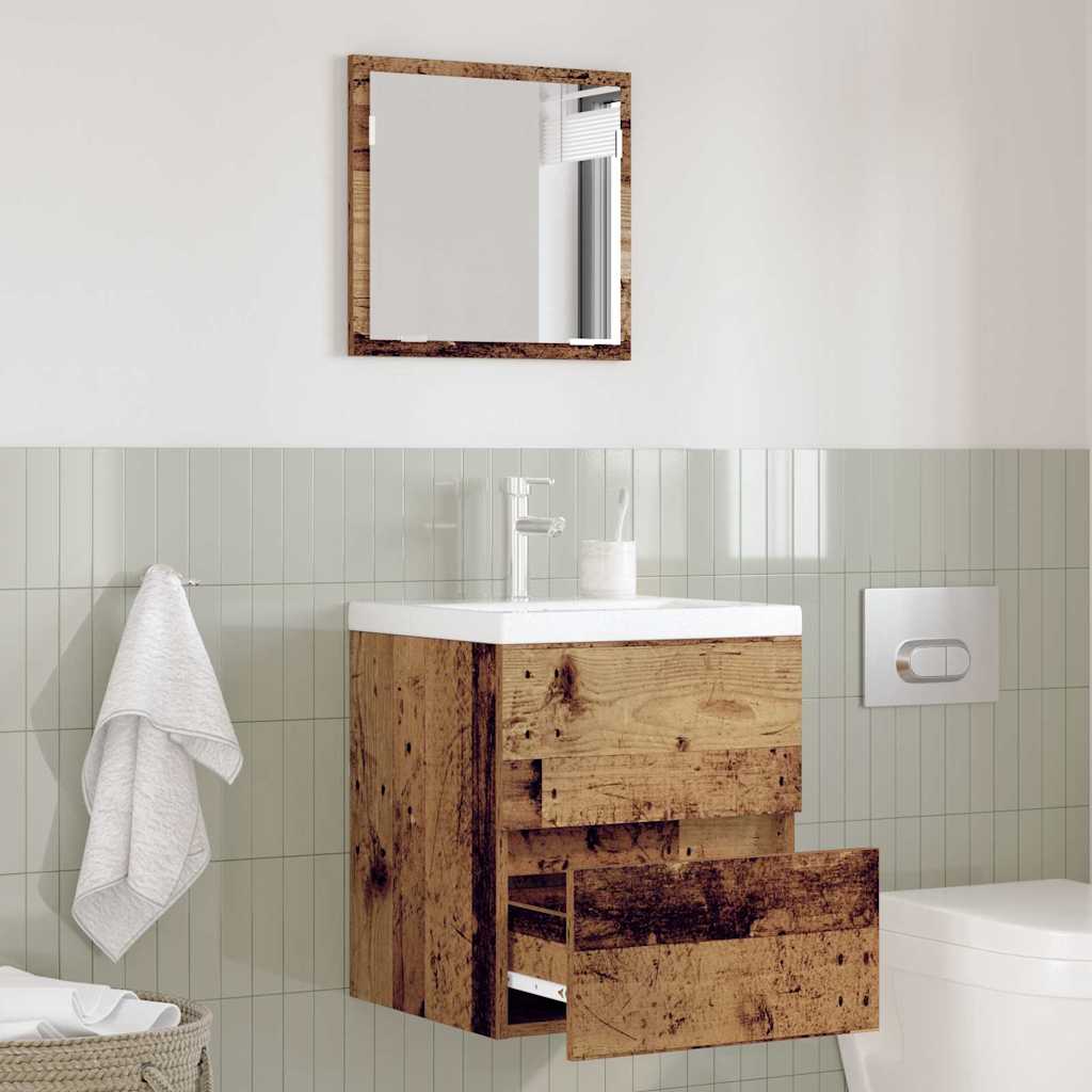 Badschrank mit Spiegel Weiß Holzwerkstoff