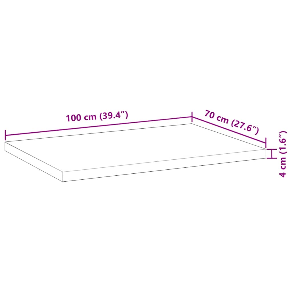 Tischplatte Rechteckig 60x50x2 cm Massivholz Akazie