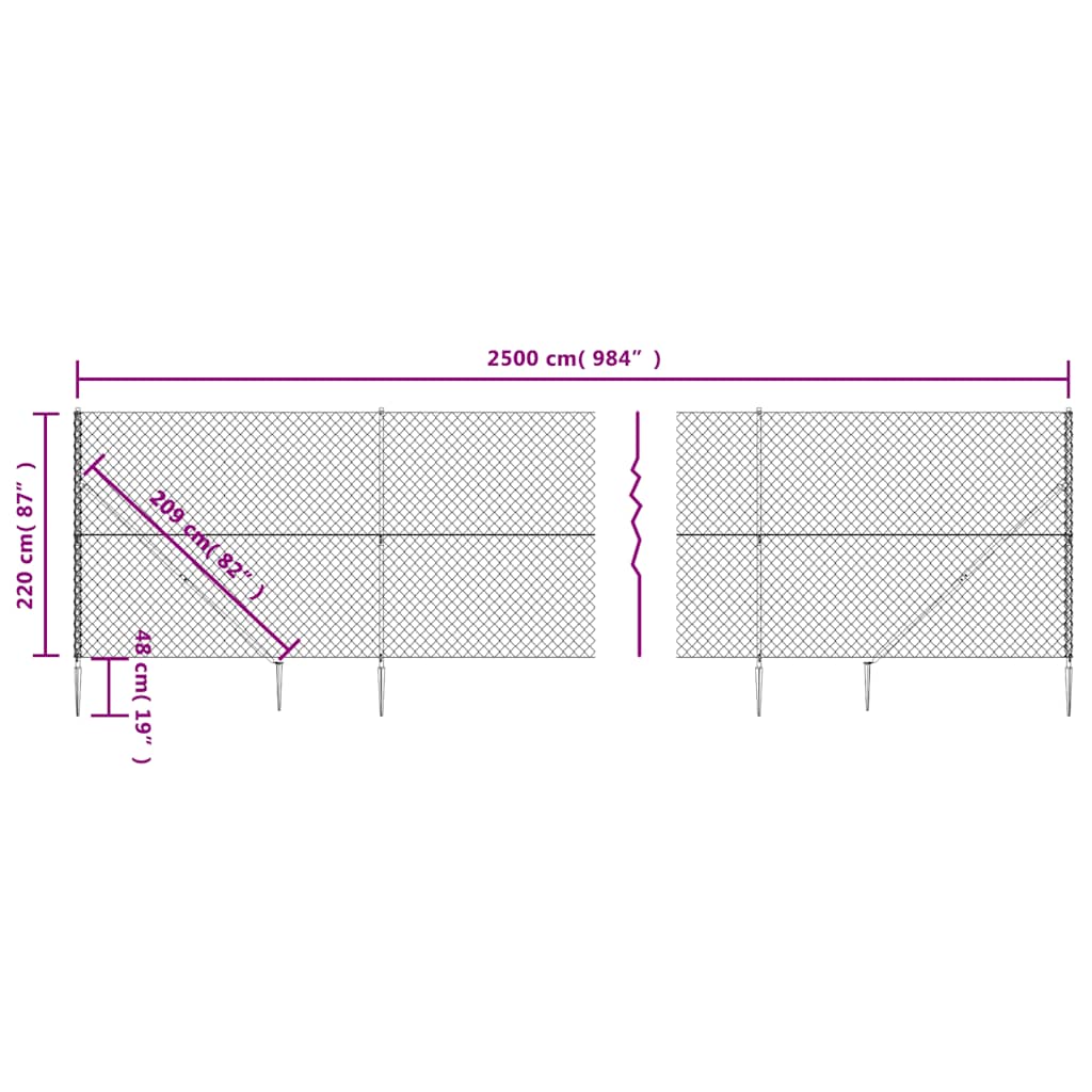 Maschendrahtzaun mit Bodenhülsen Grün 0,8x10 m