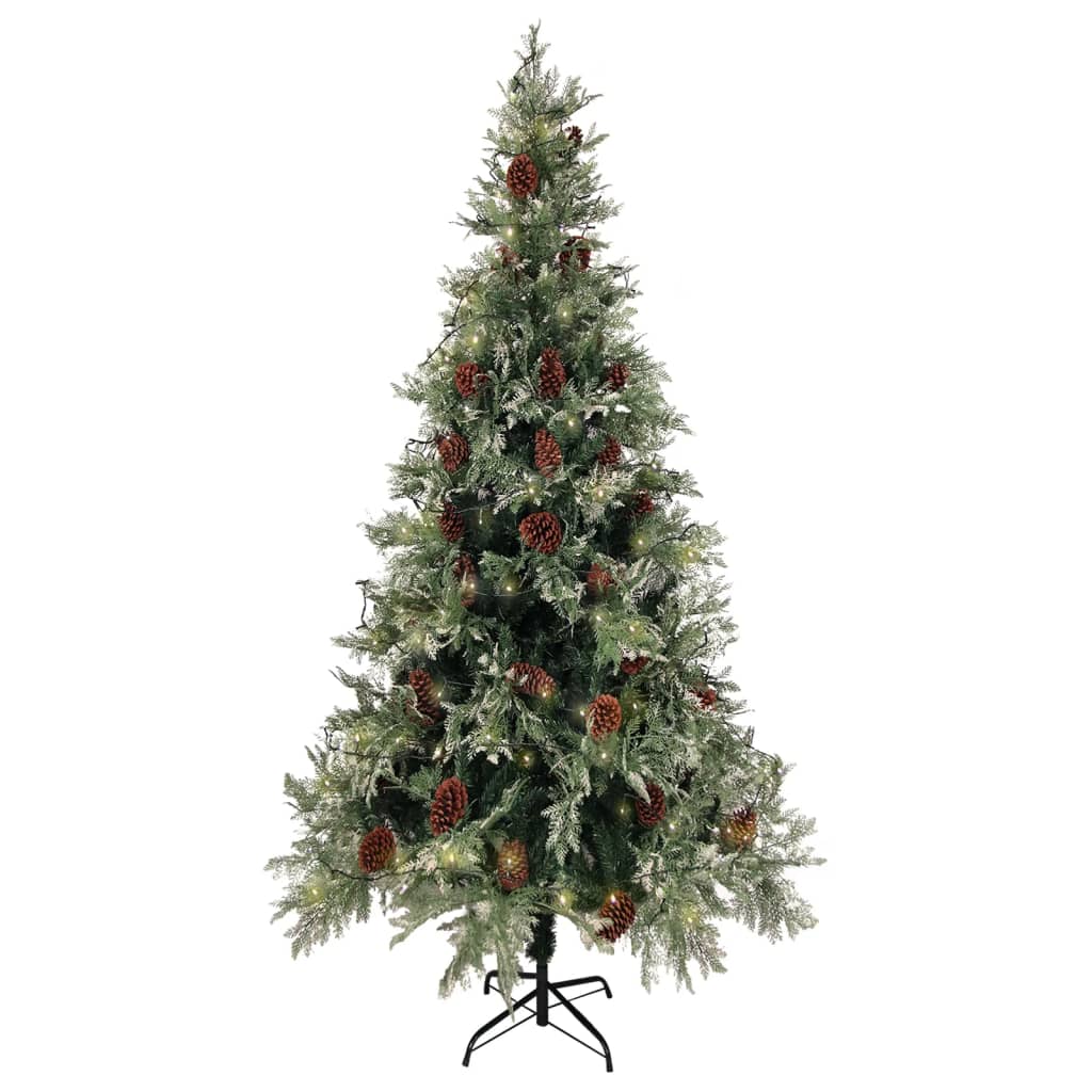 Weihnachtsbaum mit Beleuchtung und Kiefernzapfen 195 cm PVC&PE