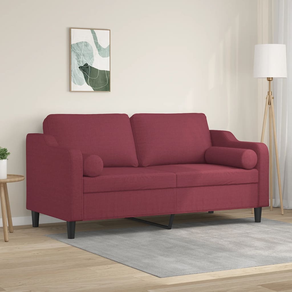 2-Sitzer-Sofa mit Zierkissen Braun 120 cm Stoff