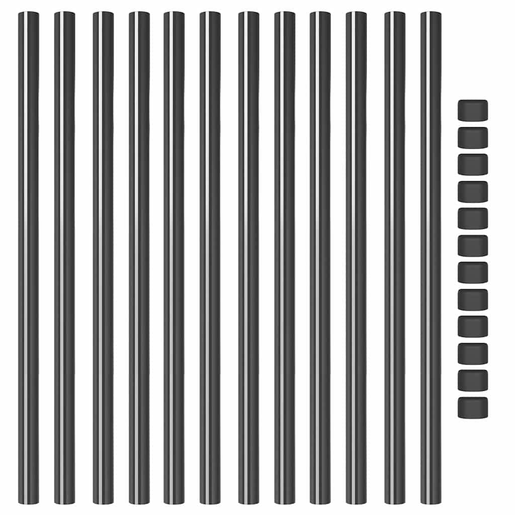 Zaunpfosten 2 pcs Grün 50 cm Pulverbeschichteter Stahl