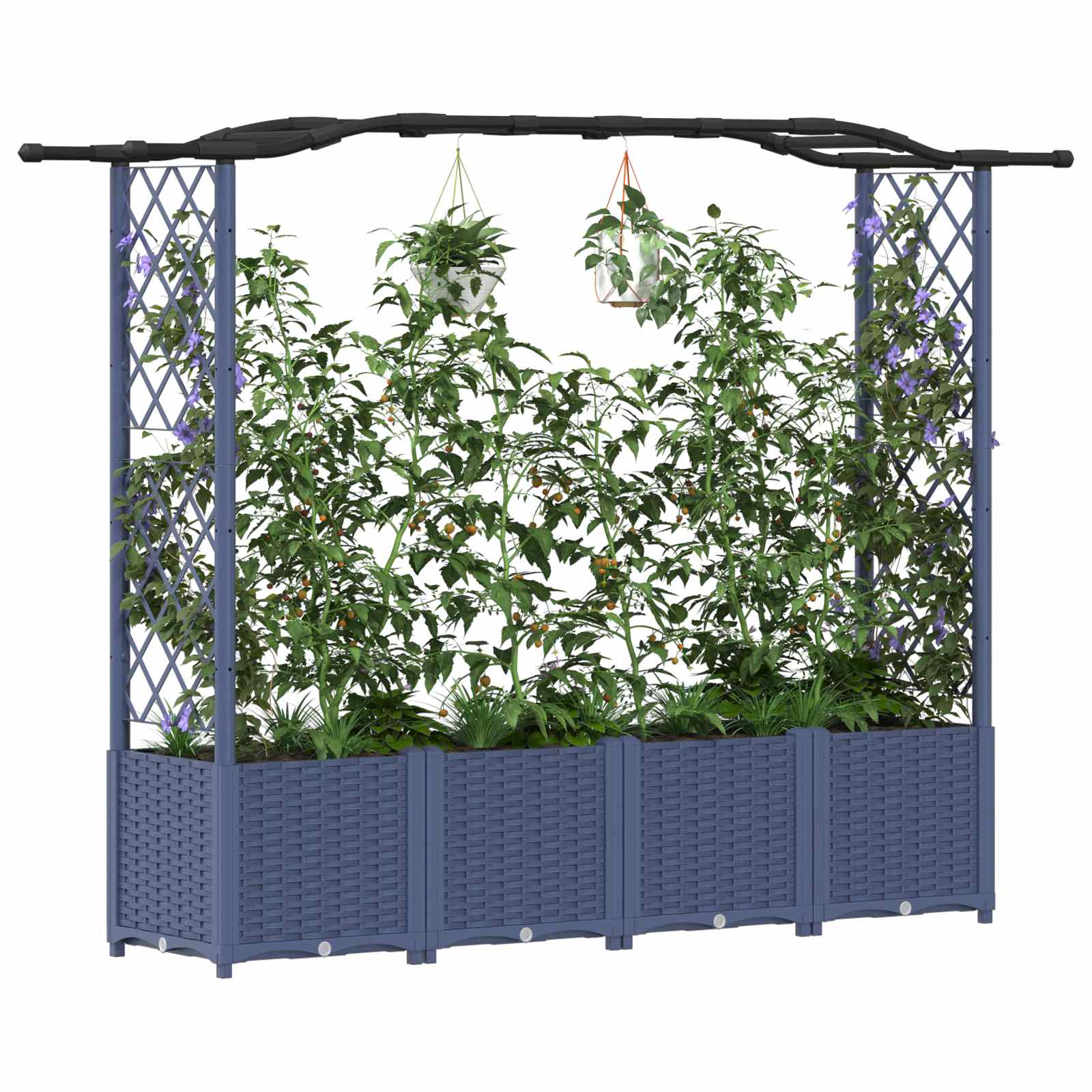 Hochbeet mit Rankgitter und Dach Braun 124 x 40 x 123 cm PP