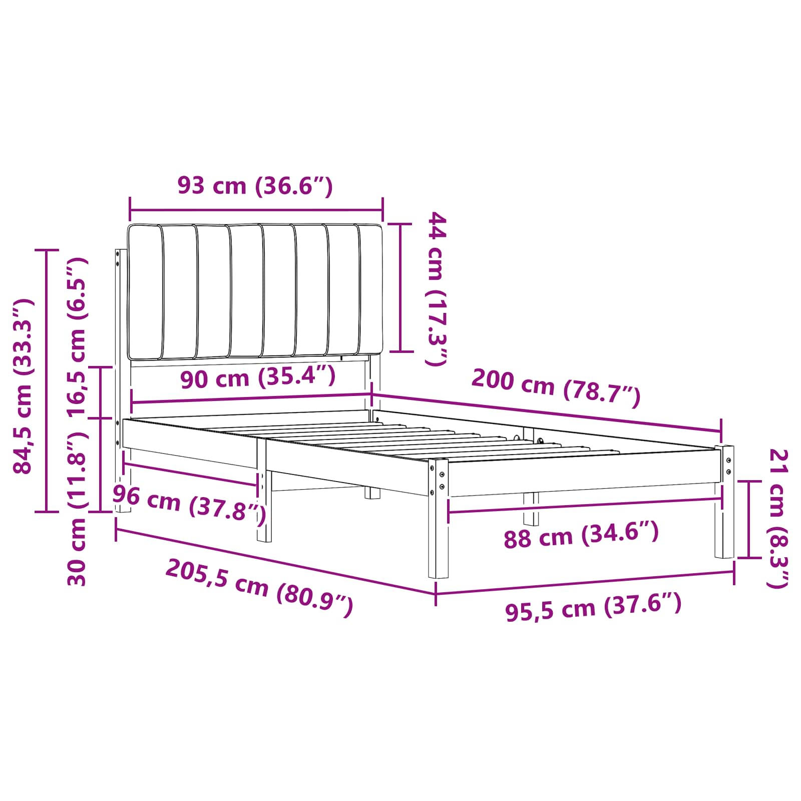 Bettgestell mit gepolstertem Kopfteil Hellgrau 200 x 200 cm